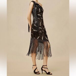 Black Silver Dress One Shoulder Dress Sequins